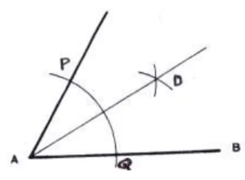 Gambar  12  di  bawah  ini,  memperlihatkan  cara  membagi  sebuah  sudut  menjadi  sama  besar