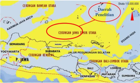 Gambar 1. Peta daerah Cekungan Jawa Timur (ESDM op.cit, Sirait 2007)Daerah