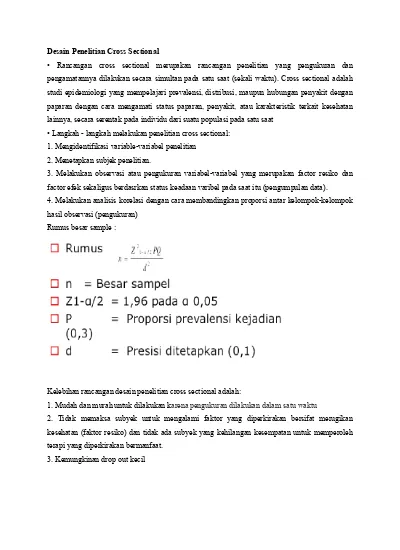 Desain Penelitian Cross Sectional Dr Melda