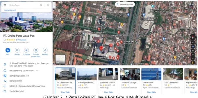 Gambar 2. 2 Peta Lokasi PT.Jawa Pos Group Multimedia  (Sumber: www.maps.google.com ) 