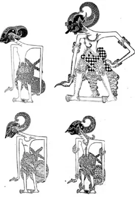 Gambar 8. Tokoh Pandawa, dari kiri  atas ke kanan bawah: Yudistira, Bima, 