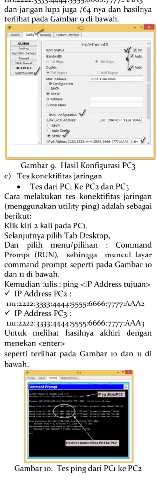 Gambar 8.  Hasil Konfigurasi PC2 
