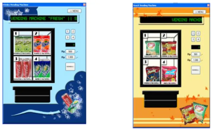 Gambar  10 Ta mpilan Form Menu Uta ma pada Aplikasi Simu lasi Vending Machine 