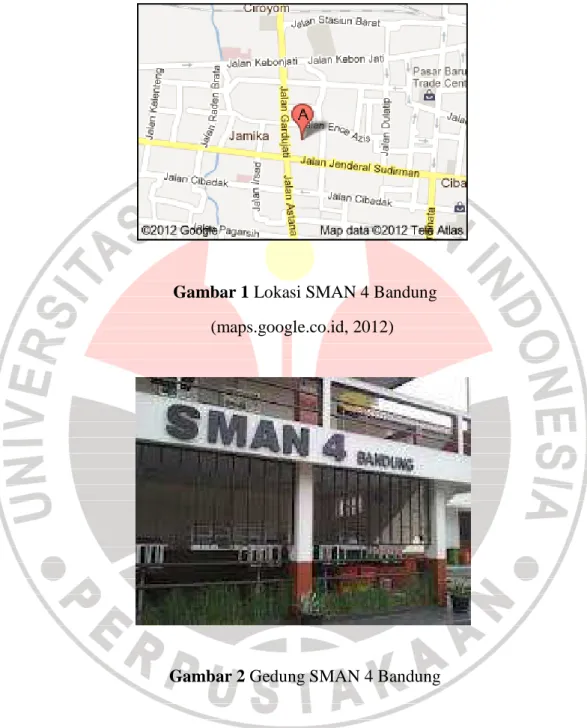 Gambar 1 Lokasi SMAN 4 Bandung  (maps.google.co.id, 2012) 