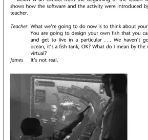 Figure 3.3 Student designing a ﬁsh using the interactive whiteboard