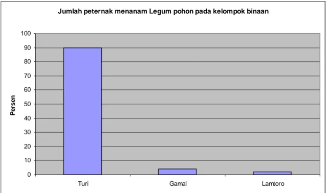 Tabel  3.  Jumlah  peternak  yang  menanan  legume  pohon  pada  kelompok  binaan    di  Kabupaten Lombok Tengah