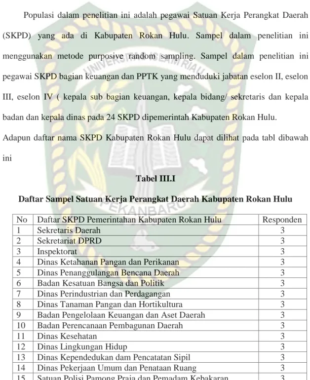 Tabel III.I 