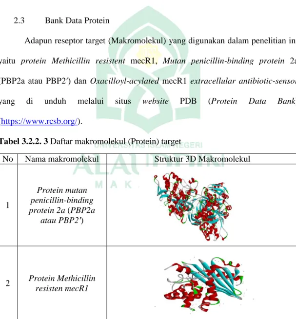 Tabel 3.2.2. 3 Daftar makromolekul (Protein) target  