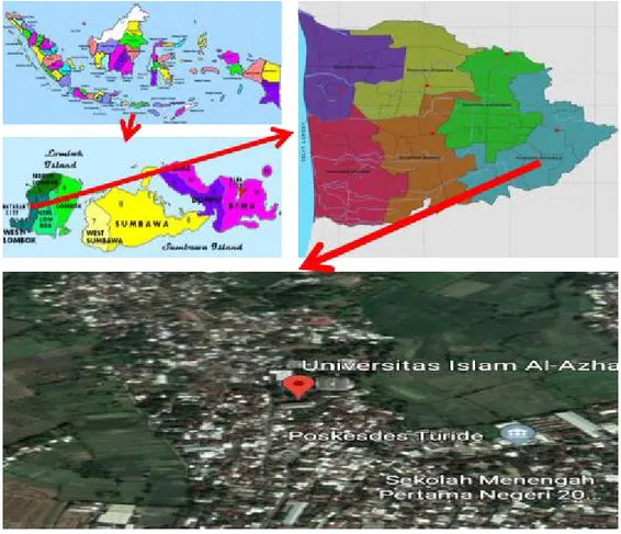 Gambar 1. Lokasi Penelitian di Taman FMIPA, Unizar, Mataram, Nusa Tenggara Barat pada posisi 8 35’57”S - 116 09’16”E