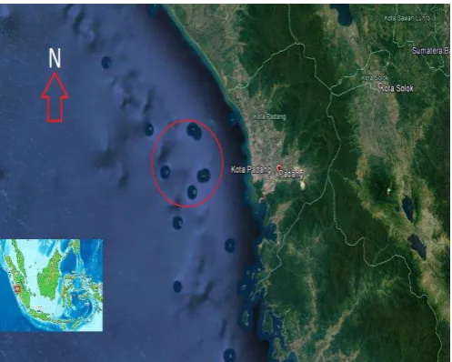Figure 1. A map of Padang City waters showing the sampling location (red circle). 