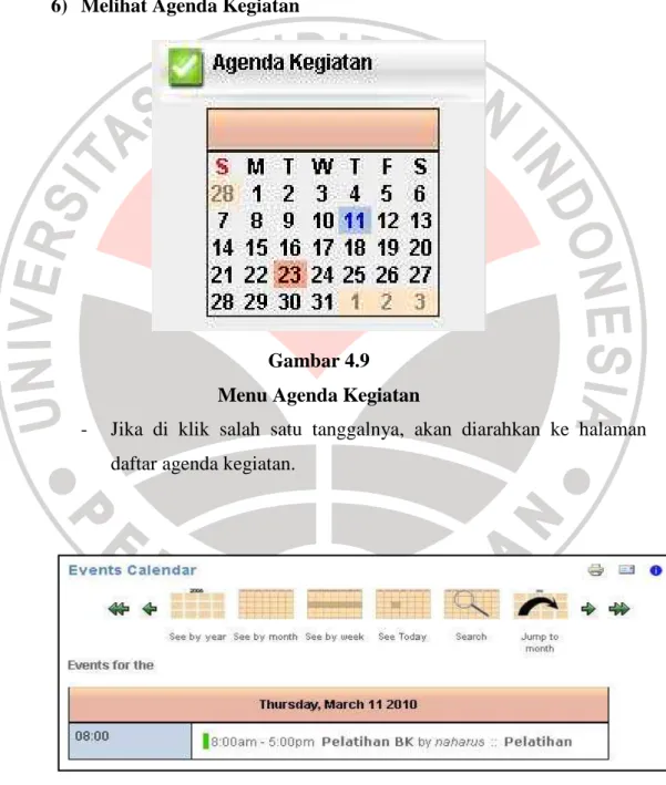 Gambar 4.9   Menu Agenda Kegiatan 