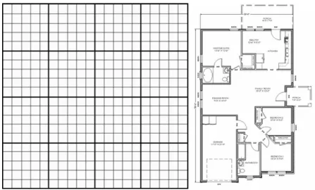 Gambar 5.15 Grid dan denah rumah 