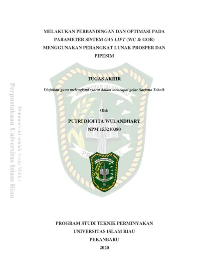 MELAKUKAN PERBANDINGAN DAN OPTIMASI PADA PARAMETER SISTEM GAS LIFT (WC ...