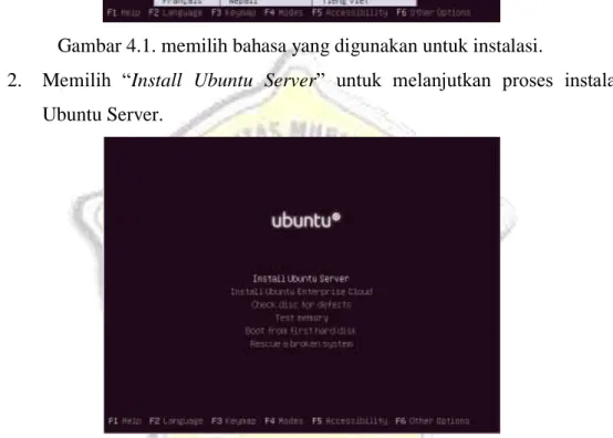 Gambar 4.2. Memilih menu Install Ubuntu Server    