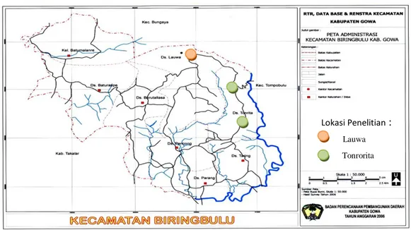 Gambar 1. Peta Kec. Biringbulu (BPS, 2009 : skala 1 : 50.000) 