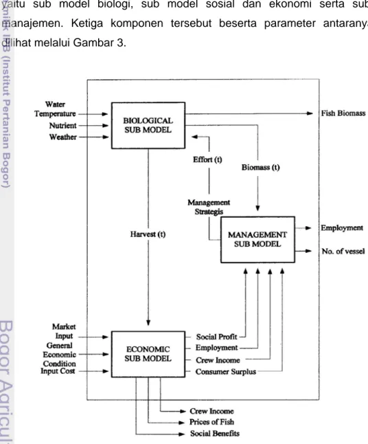 Gambar 3  Model sistem pengelolaan perikanan (Tai 1995). 