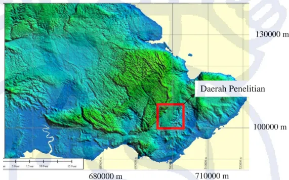 Gambar 3.2  SRTM regional daerah penelitian. 