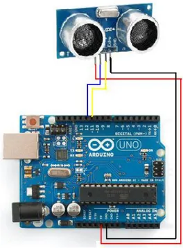 Gambar 3.7 Skema Pengawatan Arduino dan HC-SR04 