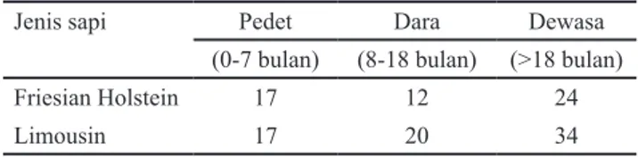 Tabel 1. Jumlah sapi betina yang digunakan dalam penelitian