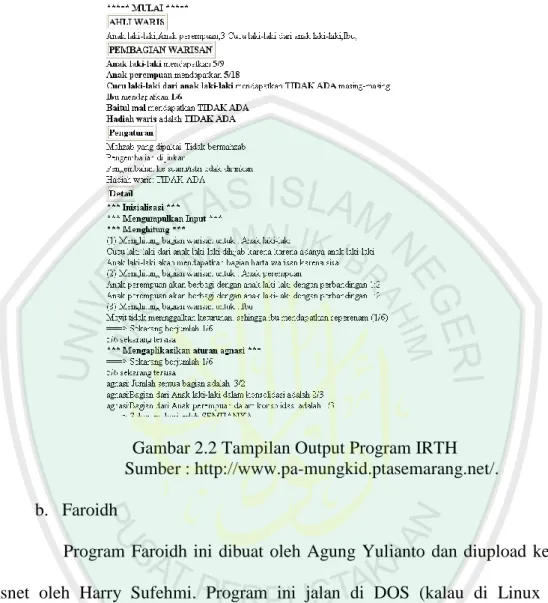 Gambar 2.2 Tampilan Output Program IRTH  Sumber : http://www.pa-mungkid.ptasemarang.net/