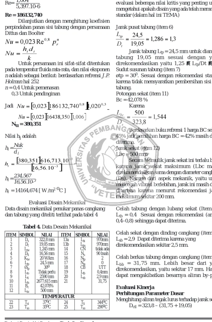 Tabel 4. Data Desain Mekanikal