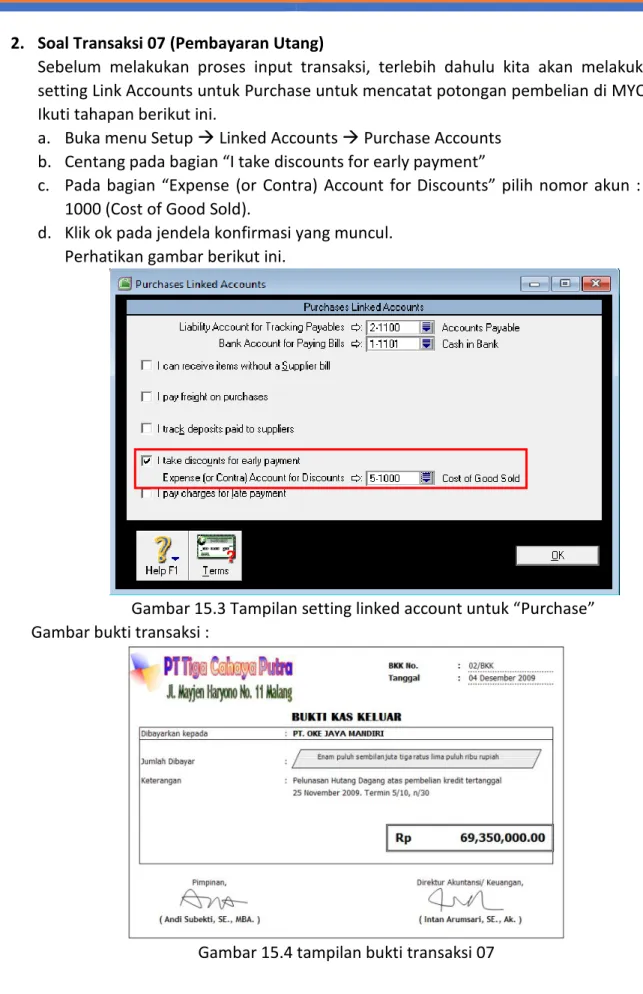 Gambar 15.3 Tampilan setting linked account untuk “Purchase” 