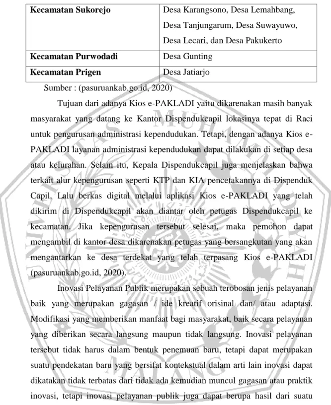 Tabel 1.2 Data Realisasi Kios e-PAKLADI 