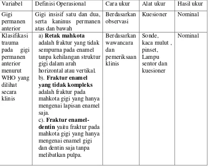 Tabel 2. Defenisi operasional 