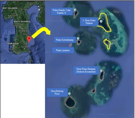 Gambar 1. Peta Lokasi KKN ENJ 2018 di Kecamatan Pulau Sembilan Sinjai  2.2.  Khalayak Sasaran 
