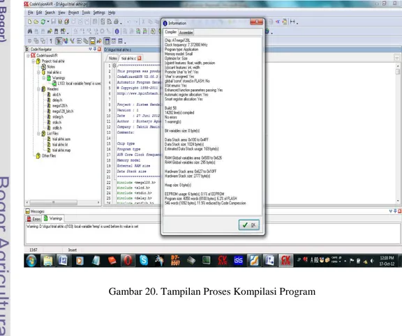 Gambar 20. Tampilan Proses Kompilasi Program 