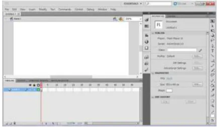 Gambar II.4. Tampilan Jendela program Adobe Flash Pro CS5.5  Sumber : (Madcoms Madium; 2012: 5) 