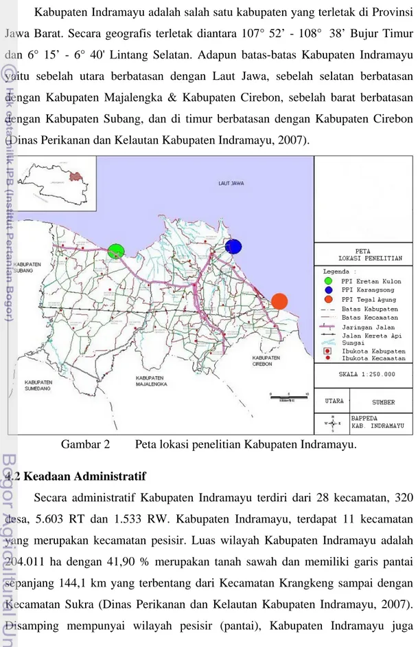 Gambar 2  Peta lokasi penelitian Kabupaten Indramayu. 