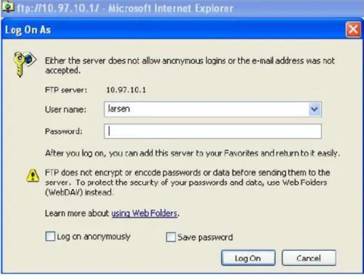 Gambar 3.7 : Tampilan user login ke FTP Server 