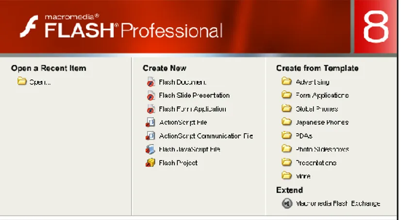Gambar 3.2. Pembuka Program Macromedia Flash 8 