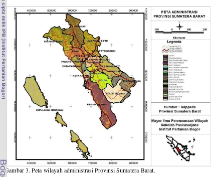 Gambar 3. Peta wilayah administrasi Provinsi Sumatera Barat. 