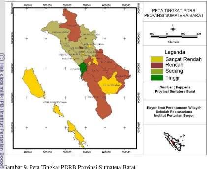 Gambar 9. Peta Tingkat PDRB Provinsi Sumatera Barat 