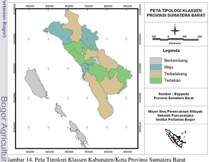 Gambar 14. Peta Tipologi Klassen Kabupaten/Kota Provinsi Sumatera Barat  