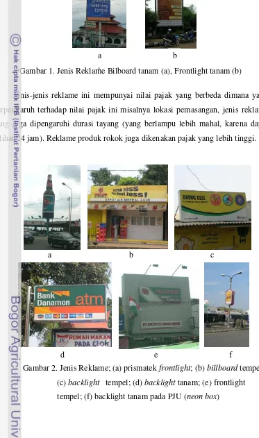 Gambar 2. Jenis Reklame; (a) prismatek frontlight; (b) billboard tempel; 