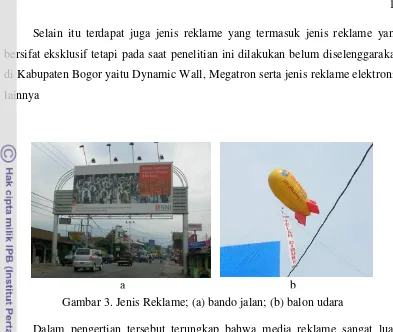Gambar 3. Jenis Reklame; (a) bando jalan; (b) balon udara 