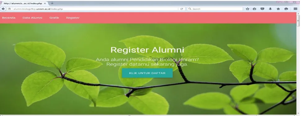 Gambar 1. Website Alumni Program Studi Pendidikan Biologi FKIP Universitas Mataram 