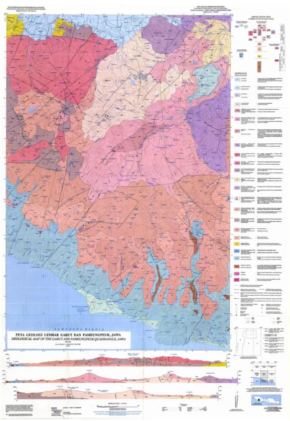 Gambar 2. Peta Geologi Lembar Garut - Pameungpeuk (Alzwar, 1992). 