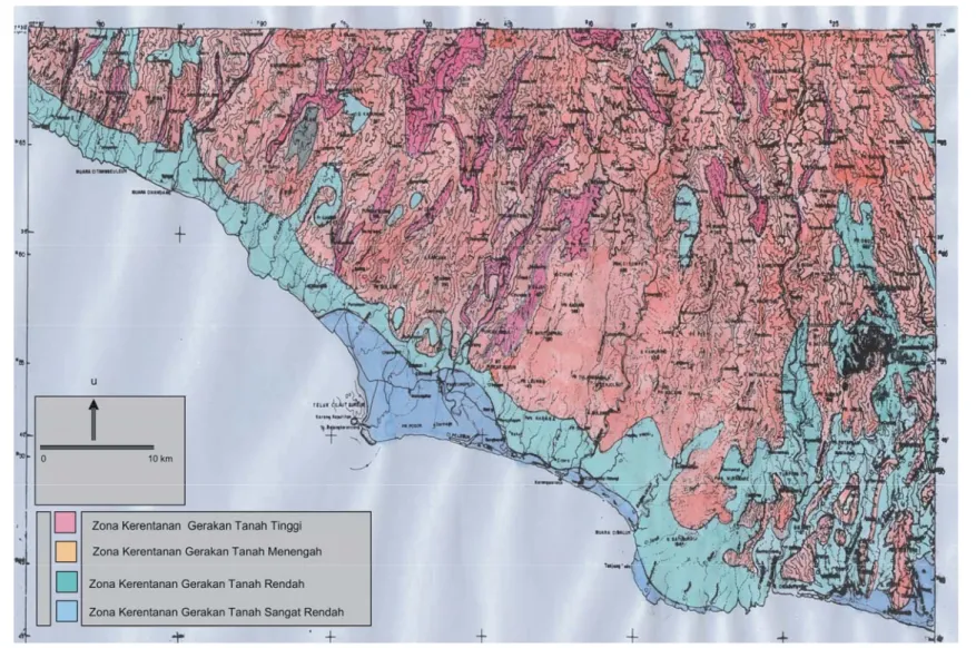 Gambar 5. Peta   Zona Kerentanan Gerakan Tanah Kabupaten Garut Bagian Selatan  