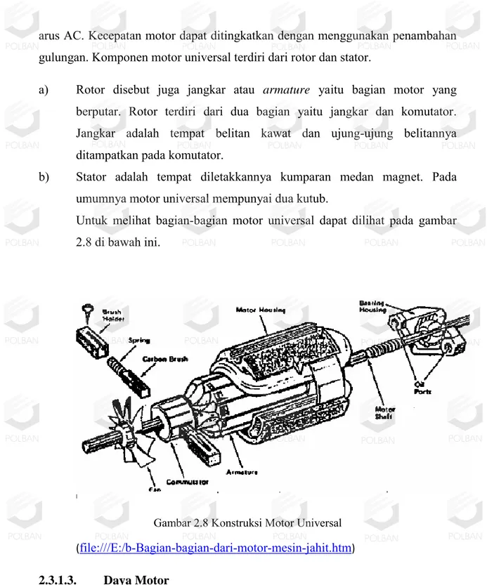 Gambar 2.8 Konstruksi Motor Universal  ( file:///E:/b-Bagian-bagian-dari-motor-mesin-jahit.htm )  2.3.1.3