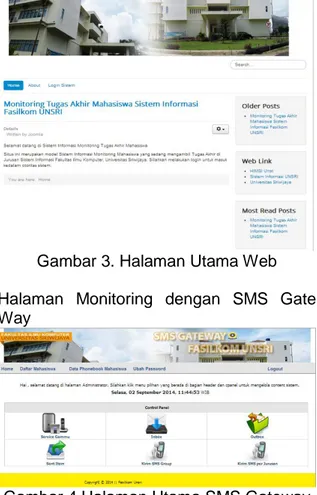 Gambar 3. Halaman Utama Web  Halaman  Monitoring  dengan  SMS  Gate  Way 