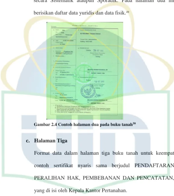 Gambar 2.4 Contoh halaman dua pada buku tanah 50