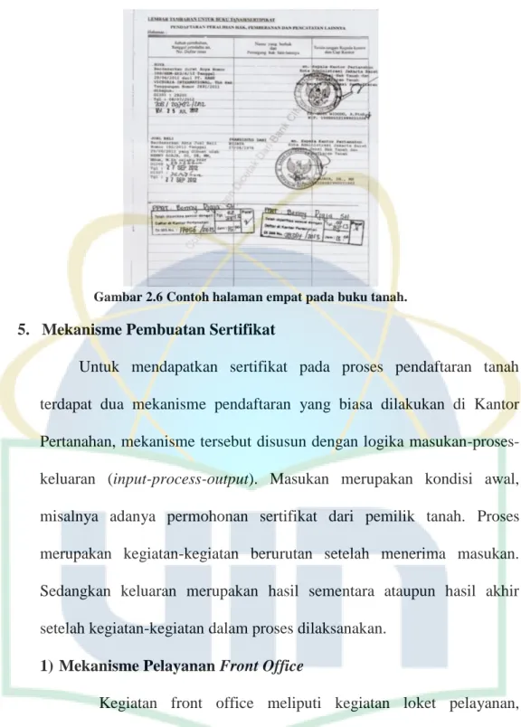 Gambar 2.6 Contoh halaman empat pada buku tanah. 