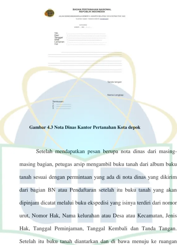 Gambar 4.3 Nota Dinas Kantor Pertanahan Kota depok 