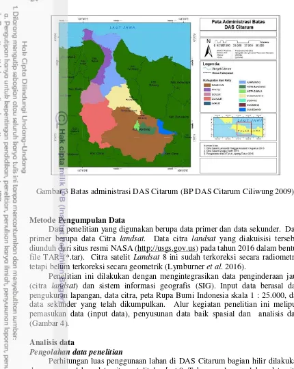 Gambar 3 Batas administrasi DAS Citarum (BP DAS Citarum Ciliwung 2009) 