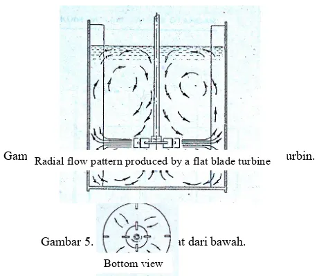 Gambar 4. Pola aliran radial yang diproduksi pengaduk turbin.