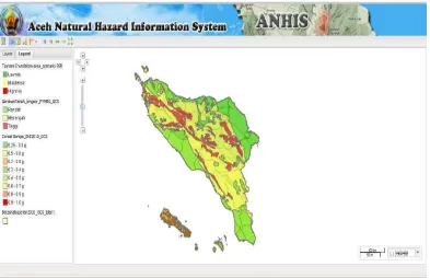 Figure 8. Multi-hazard map (earthquake, tsunami and landslide) in the Web ANHIS. 